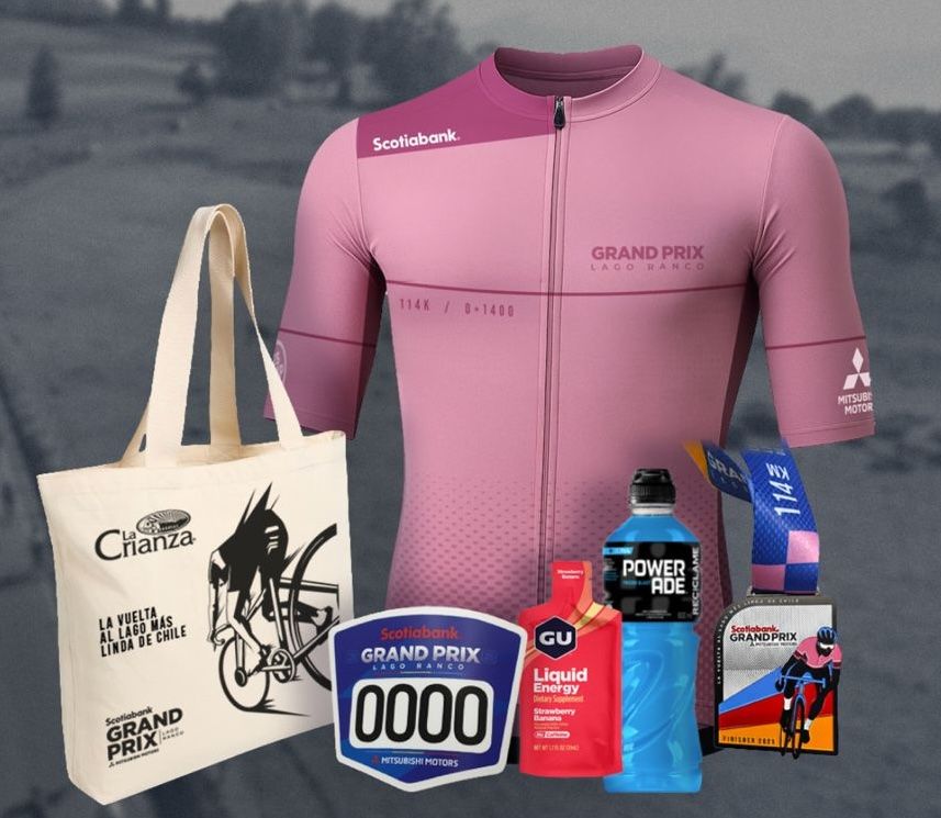 Kit oficial Grand Prix 2025, tricota rosada con logo Scotiabank