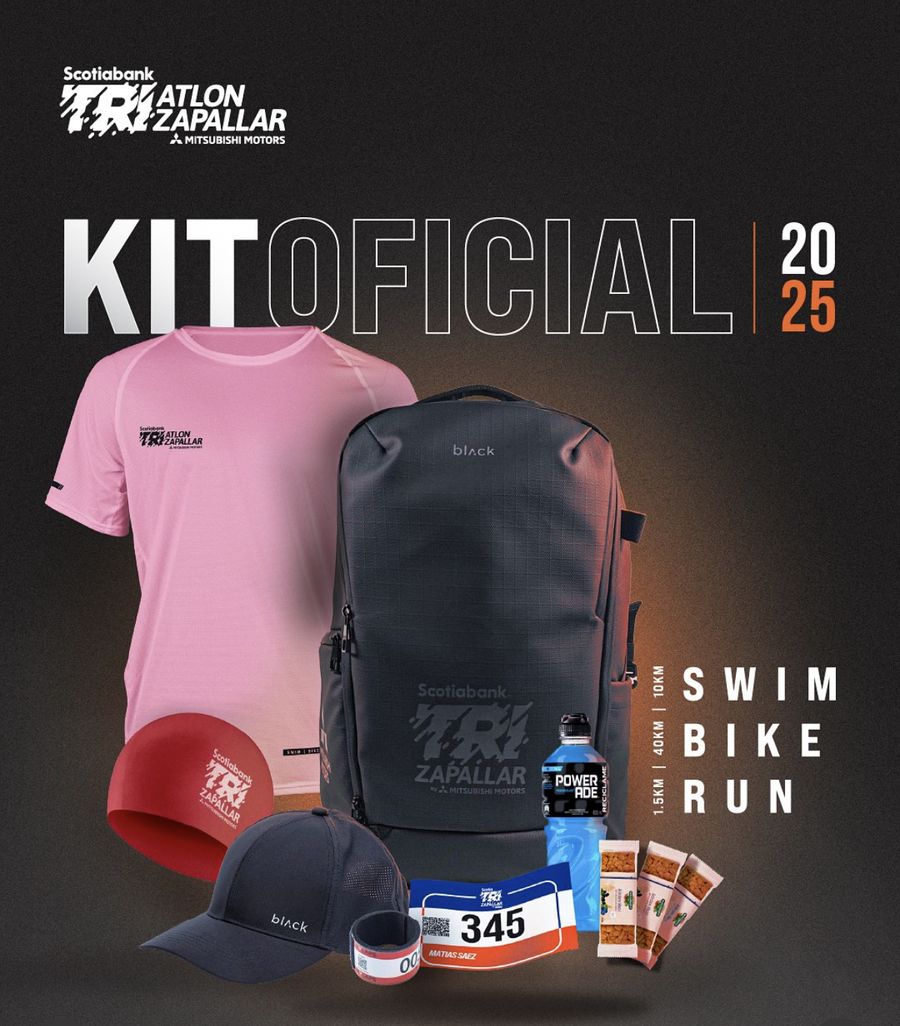 Kit oficial Triatlón 2025 con mochila y gorro Scotiabank